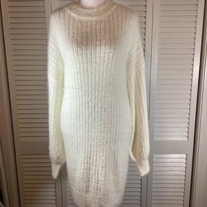 NWT Forever 21 ivory fuzzy knit sweater dress, medium and large